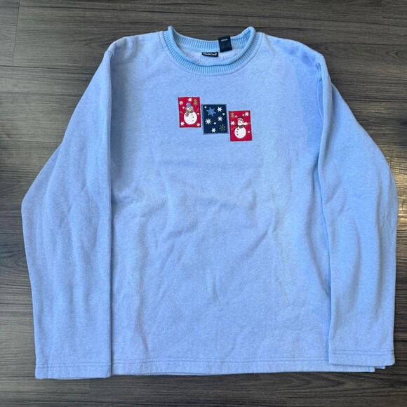 North Crest Sweaters - Vintage 90s Embroidered Grandma sweater snowflakes and snowmen Size Large